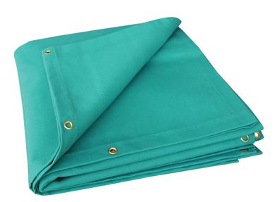 Picture of Canvas Welding Curtain 8' x 6' Green with Eyelets